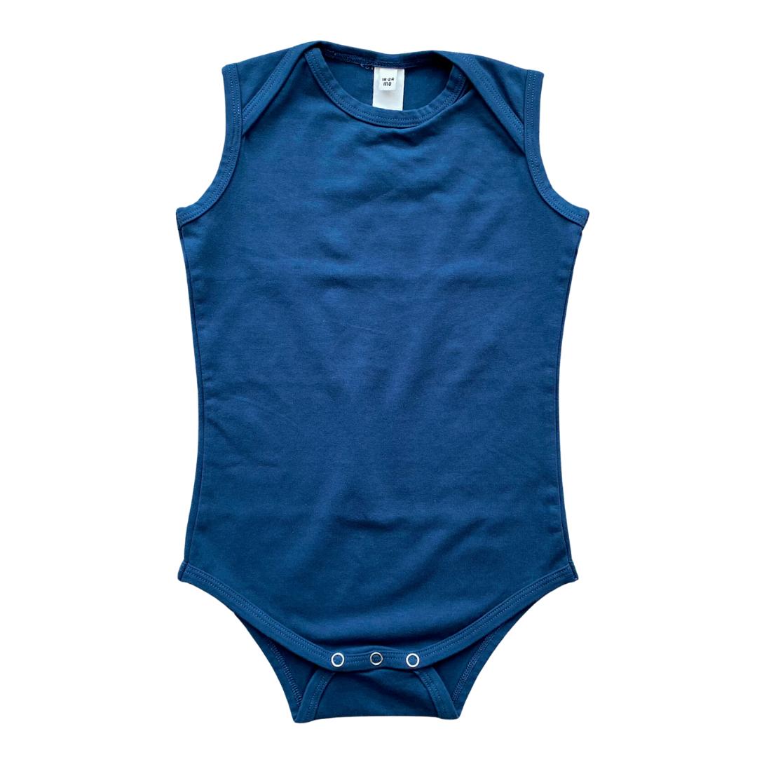 Blue sleeveless bodysuit