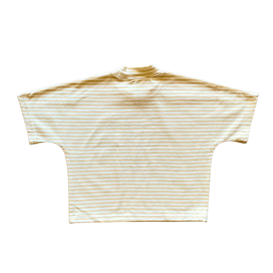 Buttercream stripe high neck short sleeve top