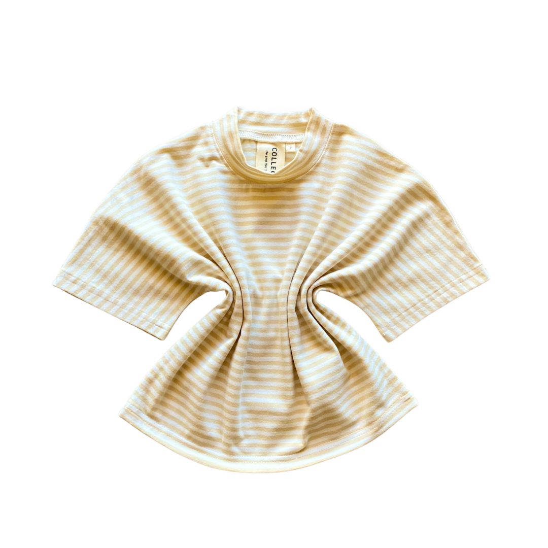 Buttercream stripe high neck short sleeve top