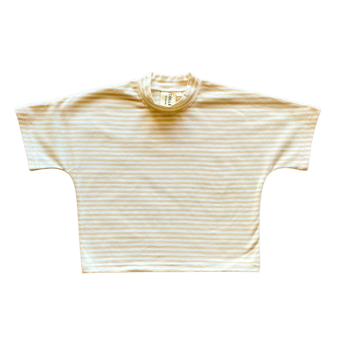 Buttercream stripe high neck short sleeve top