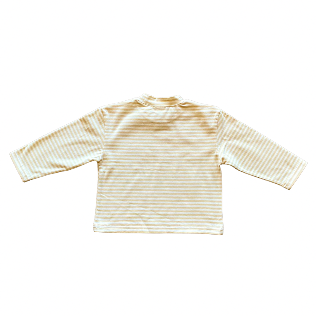 Buttercream stripe high neck long sleeve top