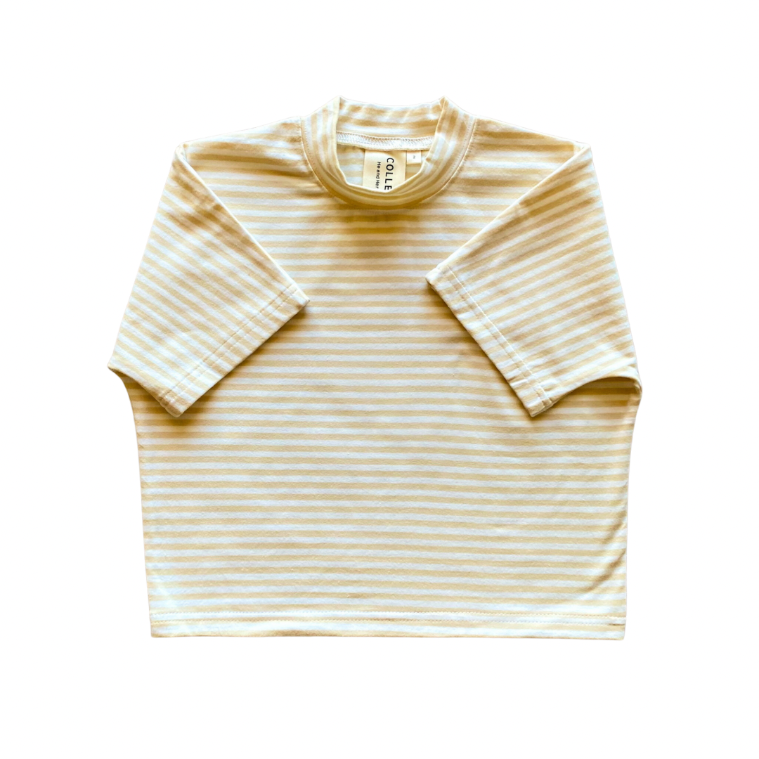 Buttercream stripe high neck short sleeve top